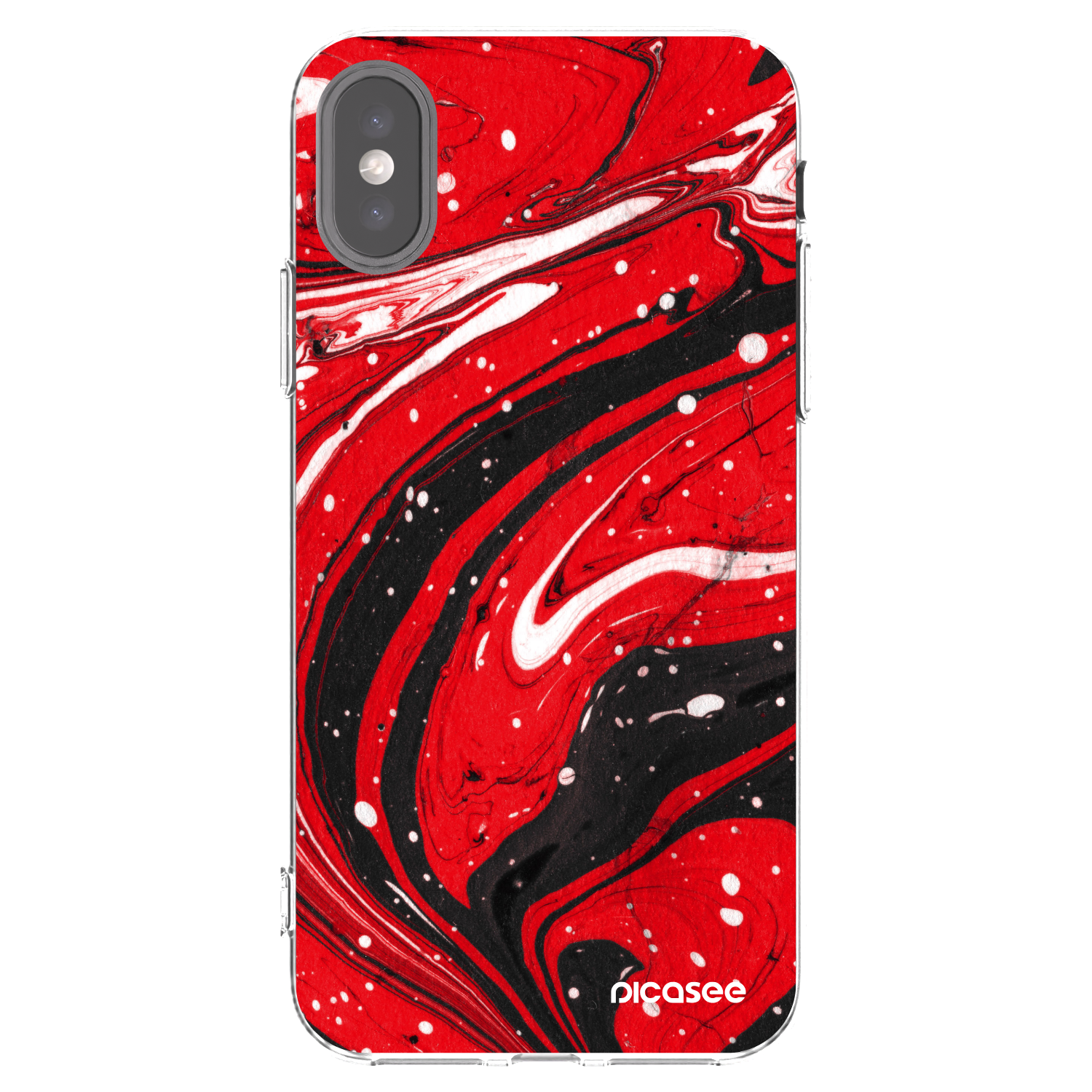 Picasee silikonový průhledný obal pro Apple iPhone X/XS - Red black