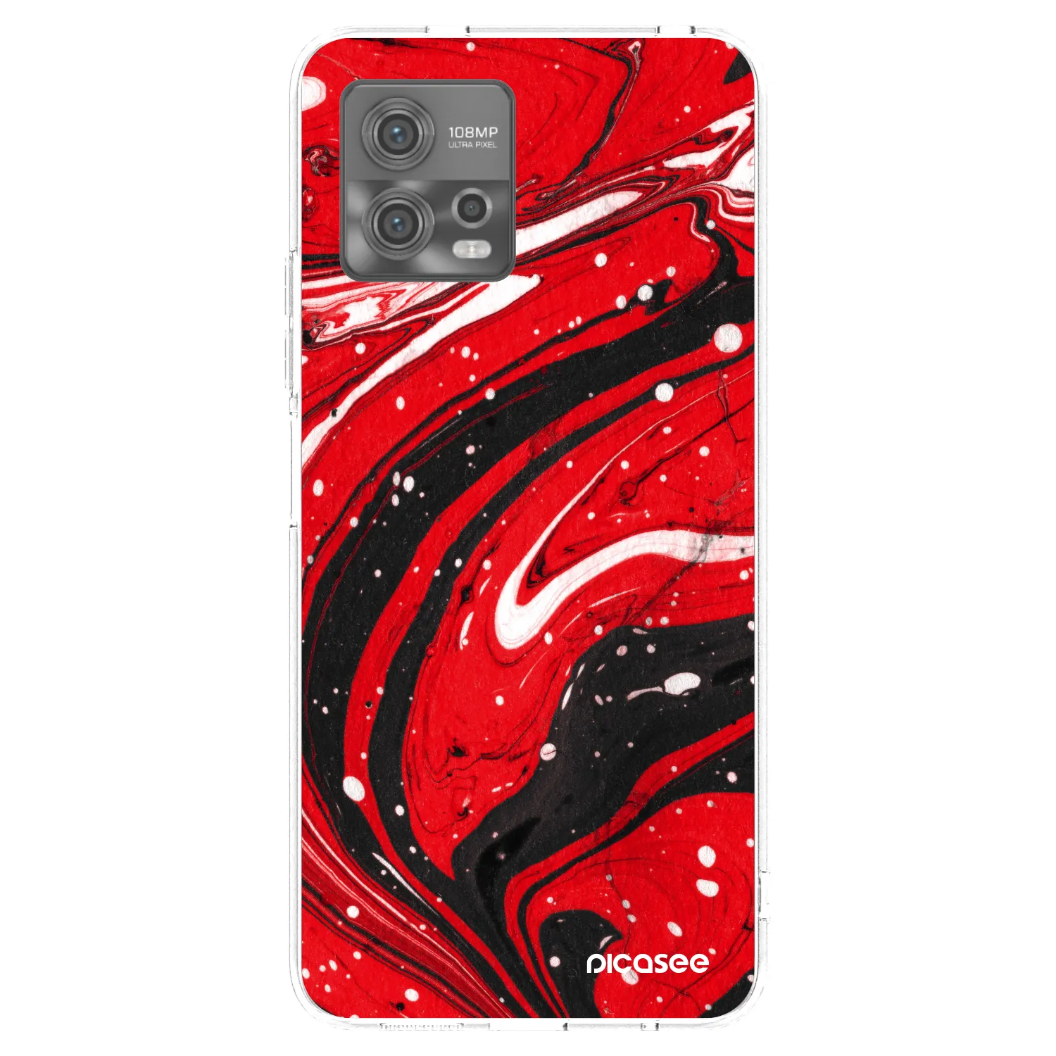 Picasee silikonový průhledný obal pro Motorola Moto G72 - Red black