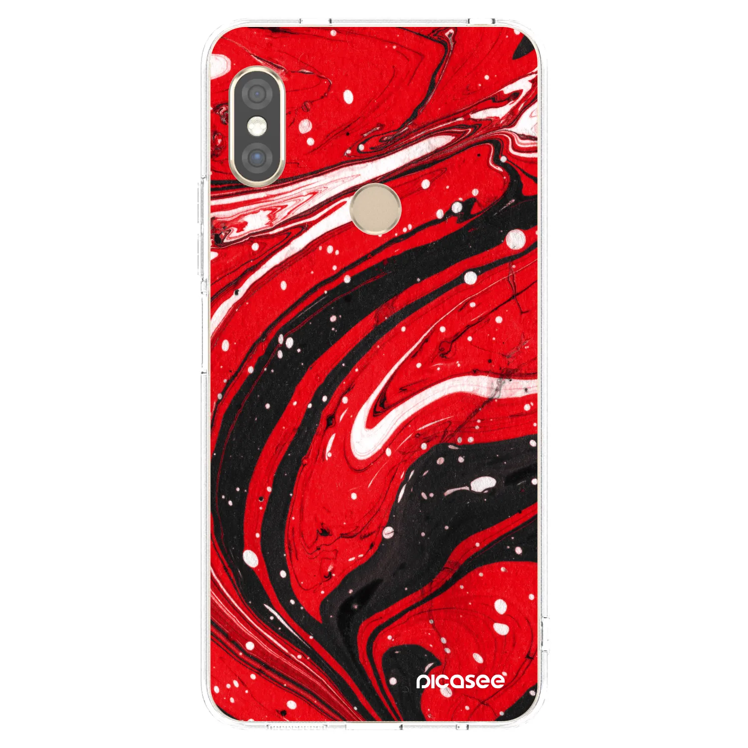 Picasee silikonový průhledný obal pro Xiaomi Redmi Note 5 Global - Red black