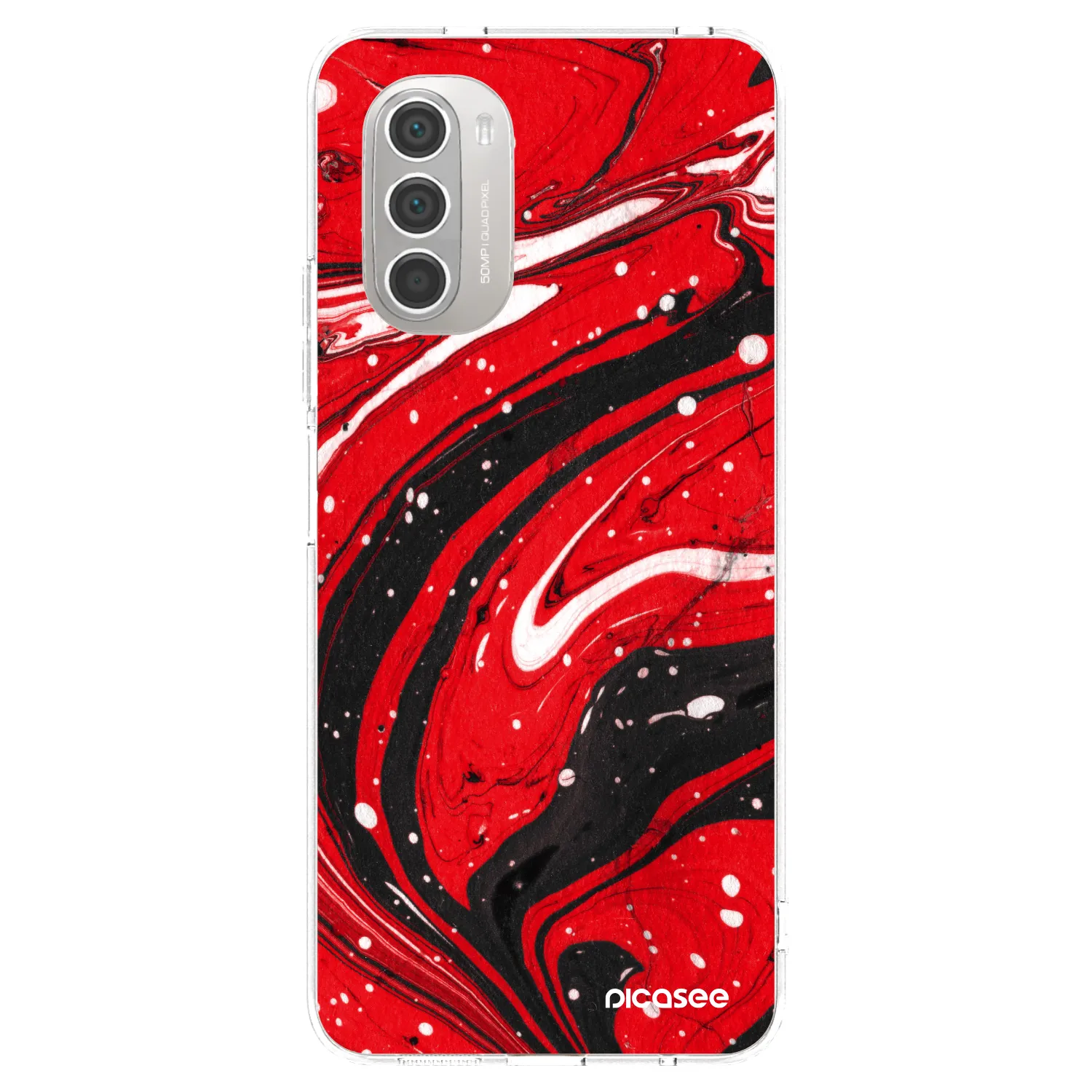 Picasee silikonový průhledný obal pro Motorola Moto G51 - Red black