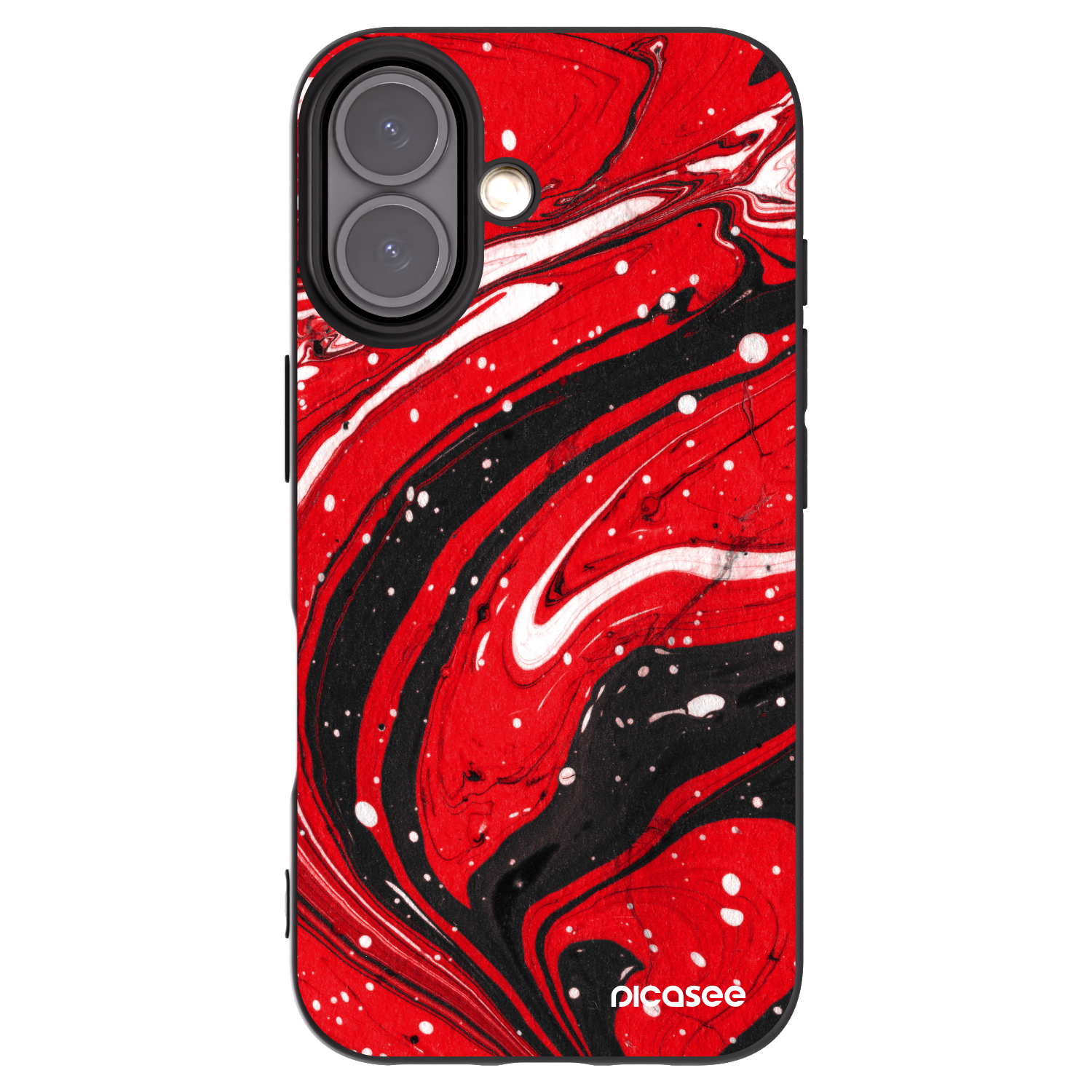 Picasee silikonový černý obal pro Apple iPhone 16 - Red black