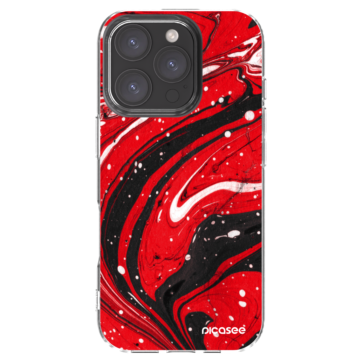 Picasee silikonový průhledný obal pro Apple iPhone 16 Pro - Red black