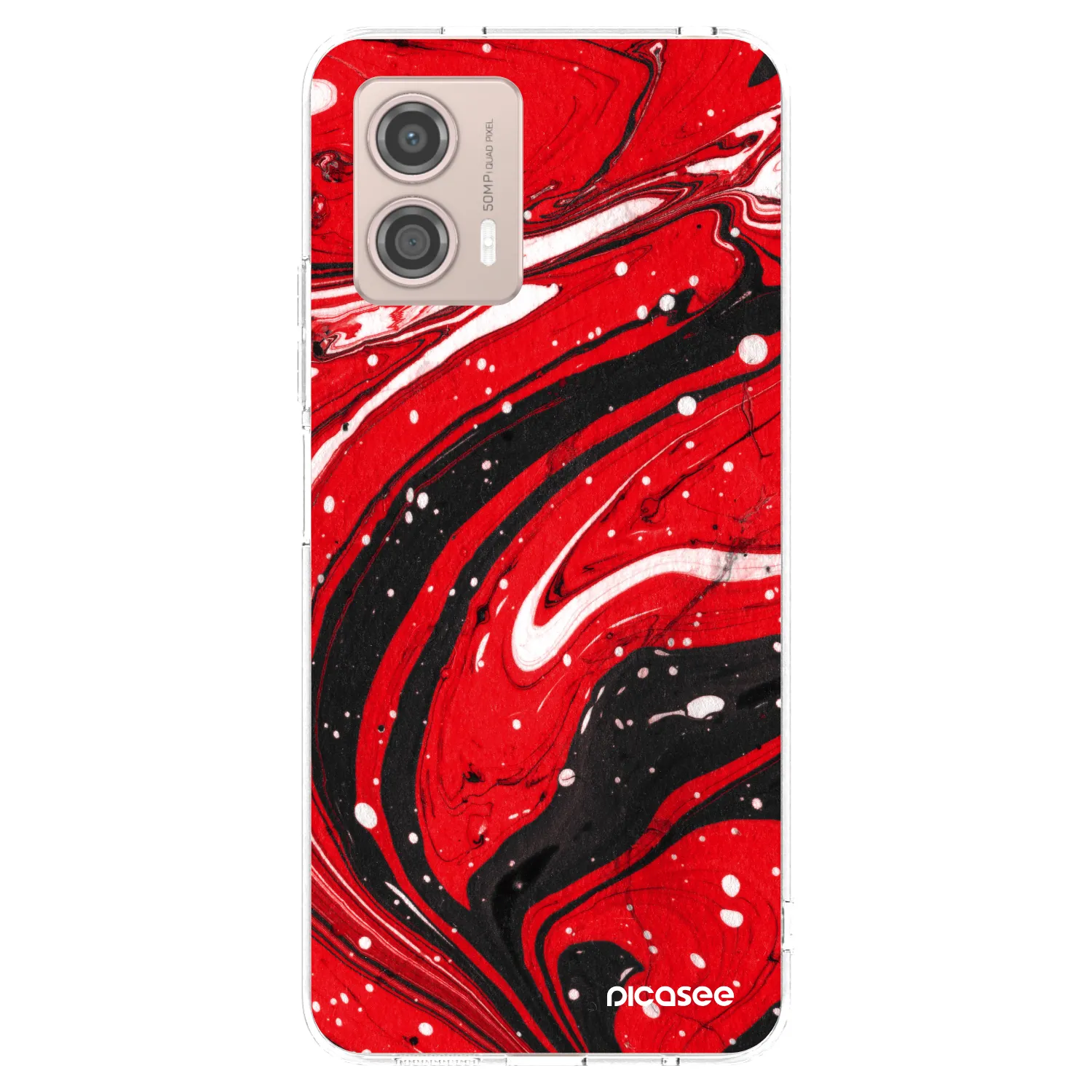 Picasee silikonový průhledný obal pro Motorola Moto G53 5G - Red black