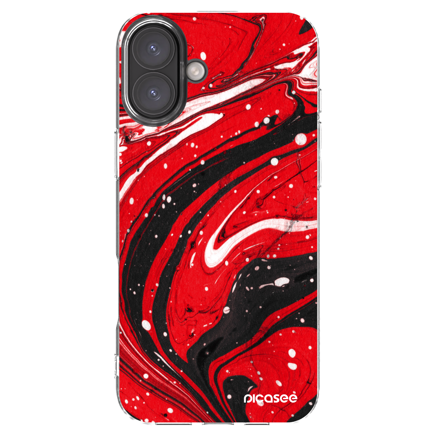 Picasee silikonový průhledný obal pro Apple iPhone 16 Plus - Red black