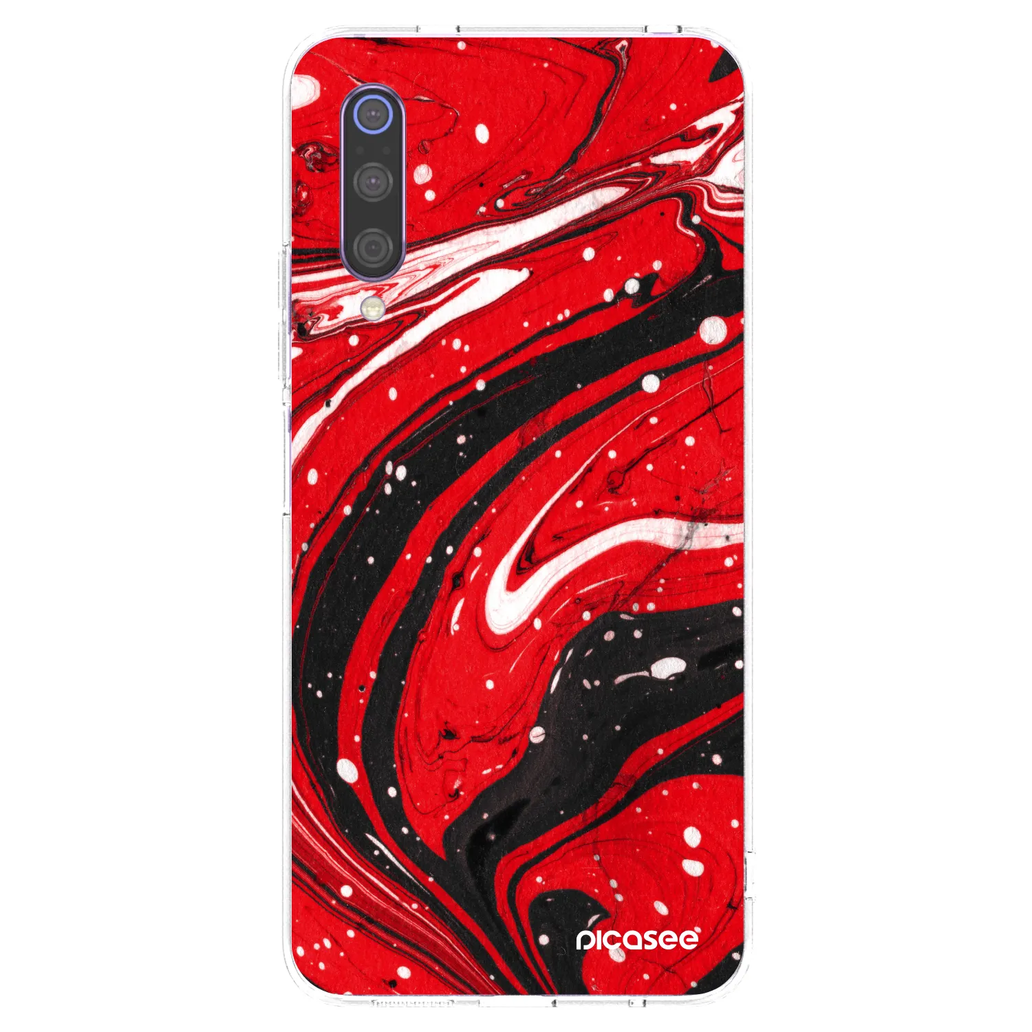 Picasee silikonový průhledný obal pro Xiaomi Mi 9 - Red black
