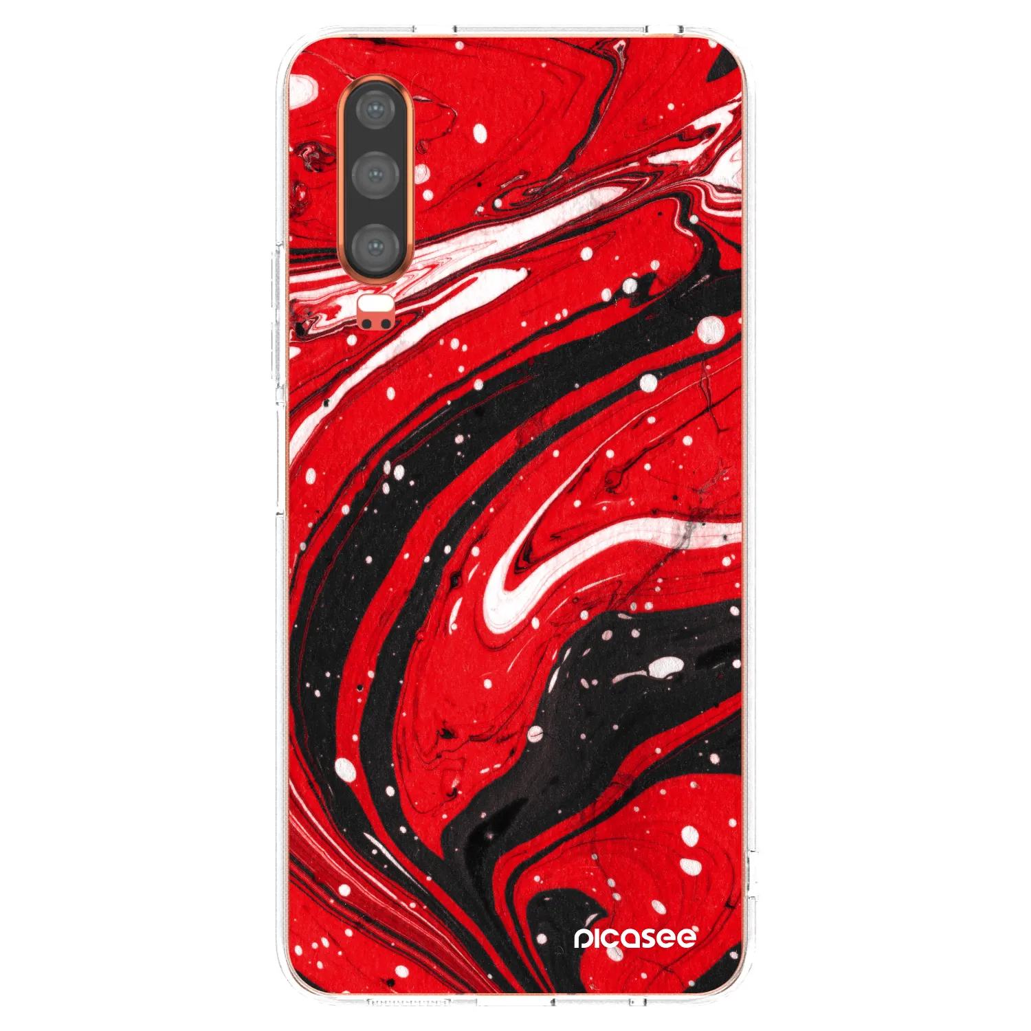 Picasee silikonový průhledný obal pro Huawei P30 - Red black