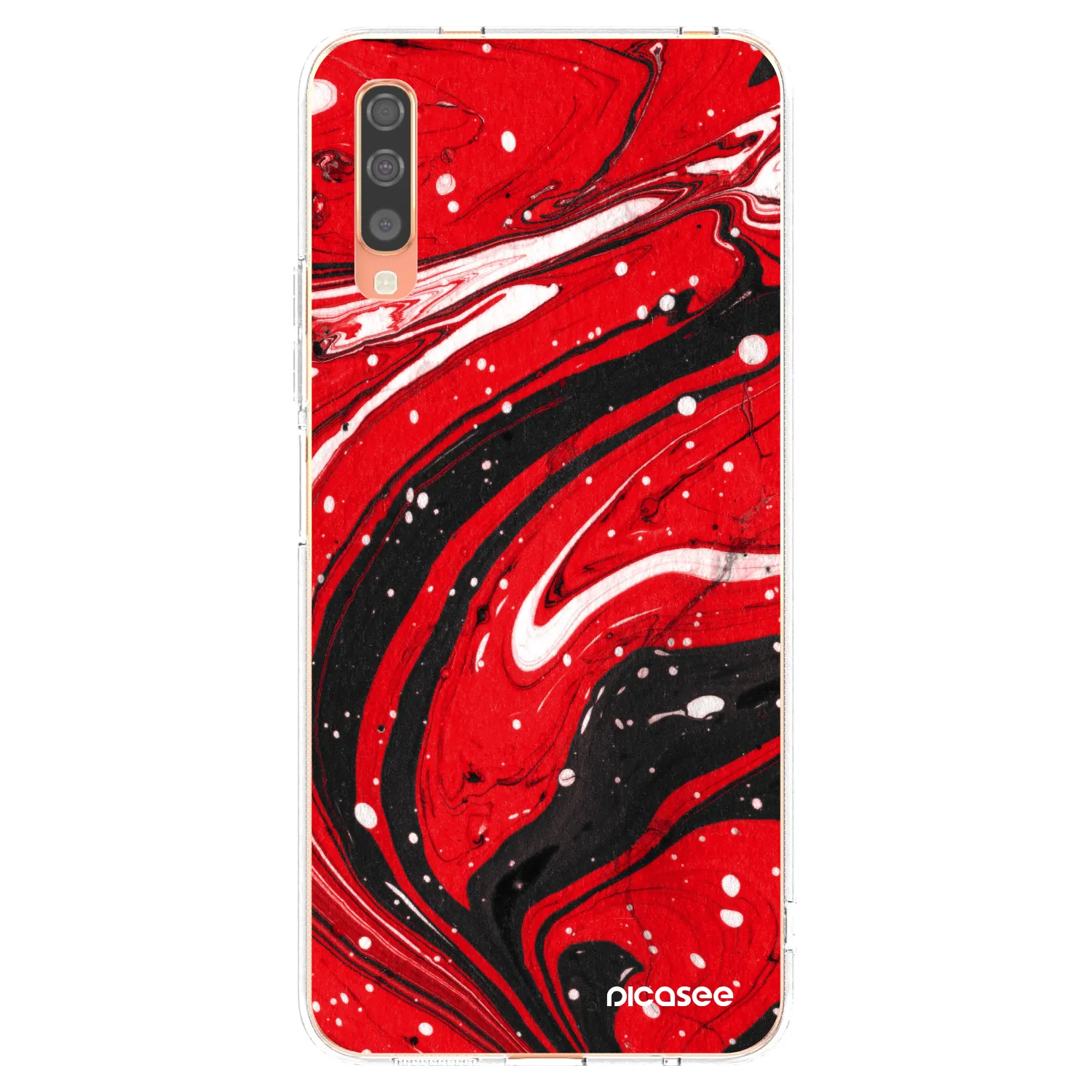 Picasee silikonový průhledný obal pro Samsung Galaxy A70 A705F - Red black