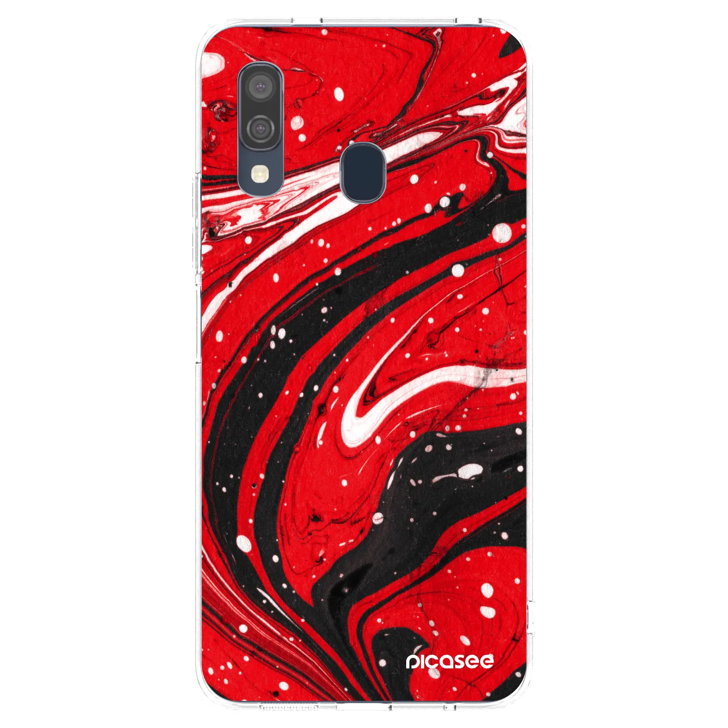 Picasee silikonový průhledný obal pro Samsung Galaxy A40 A405F - Red black