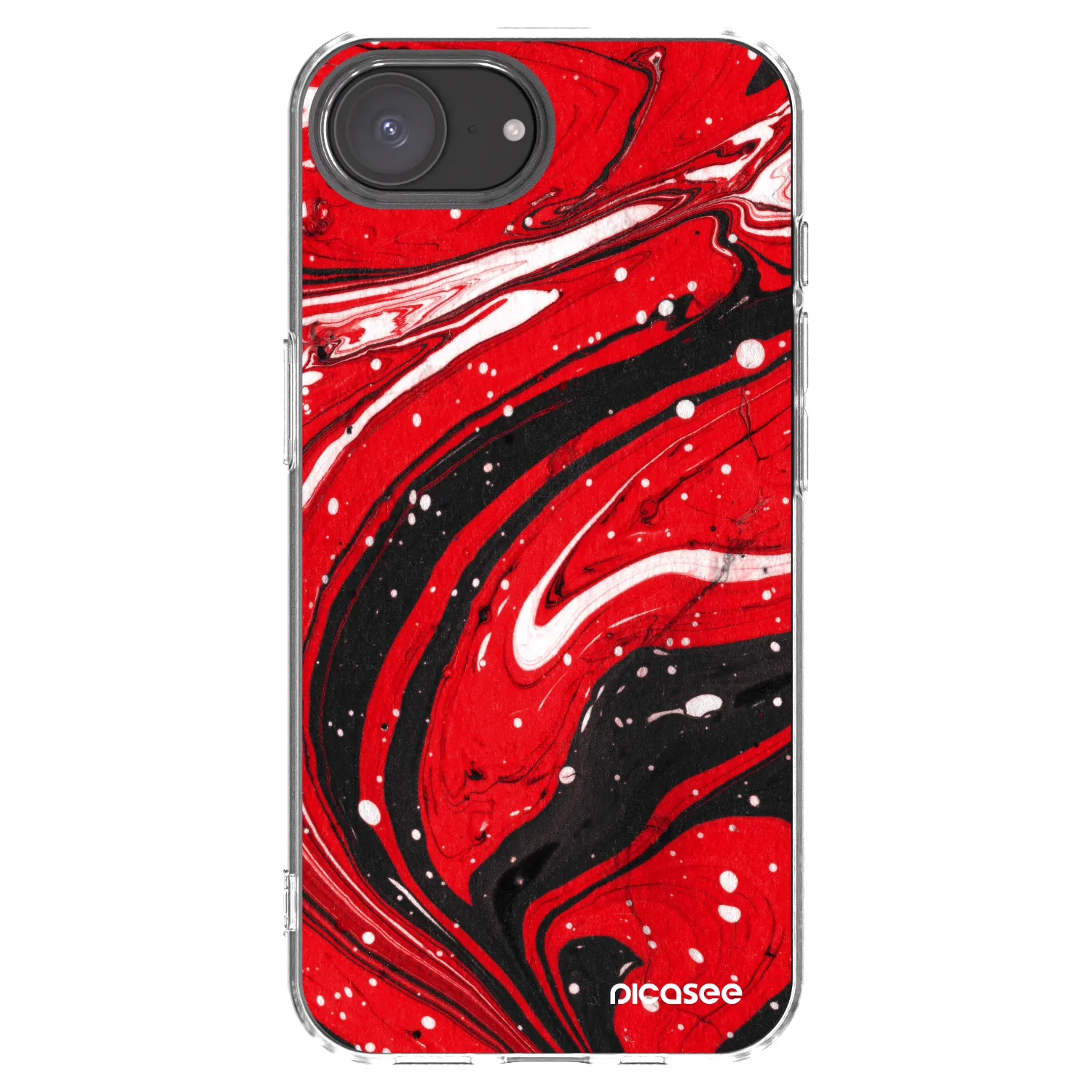 Picasee silikonový průhledný obal pro Apple iPhone 17e - Red black