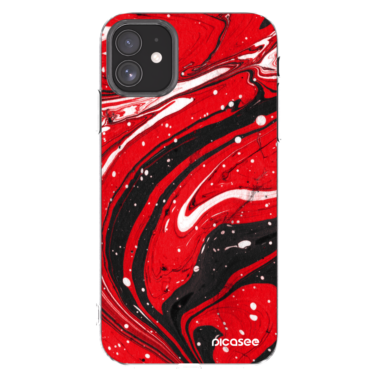 Picasee silikonový průhledný obal pro Apple iPhone 11 - Red black