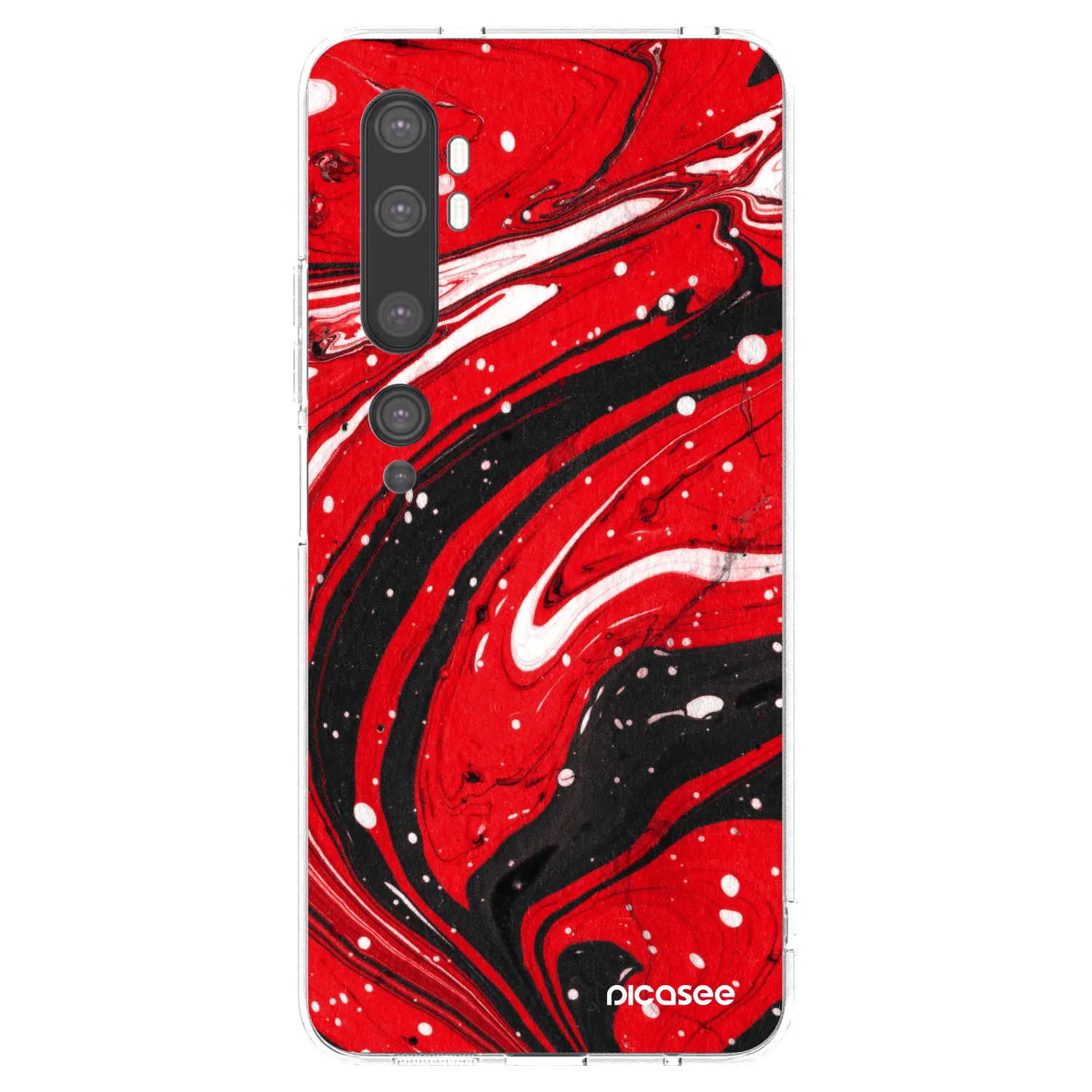 Picasee silikonový průhledný obal pro Xiaomi Mi Note 10 (Pro) - Red black