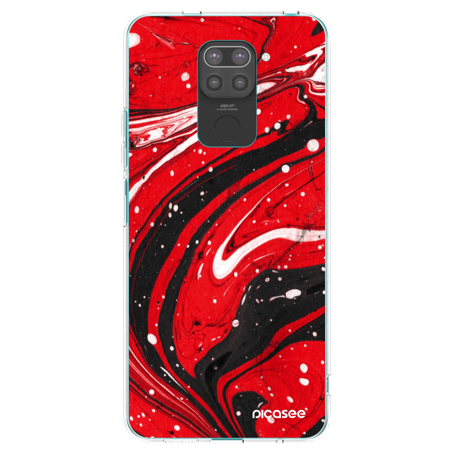 Picasee silikonový černý obal pro Xiaomi Redmi Note 9 - Red black