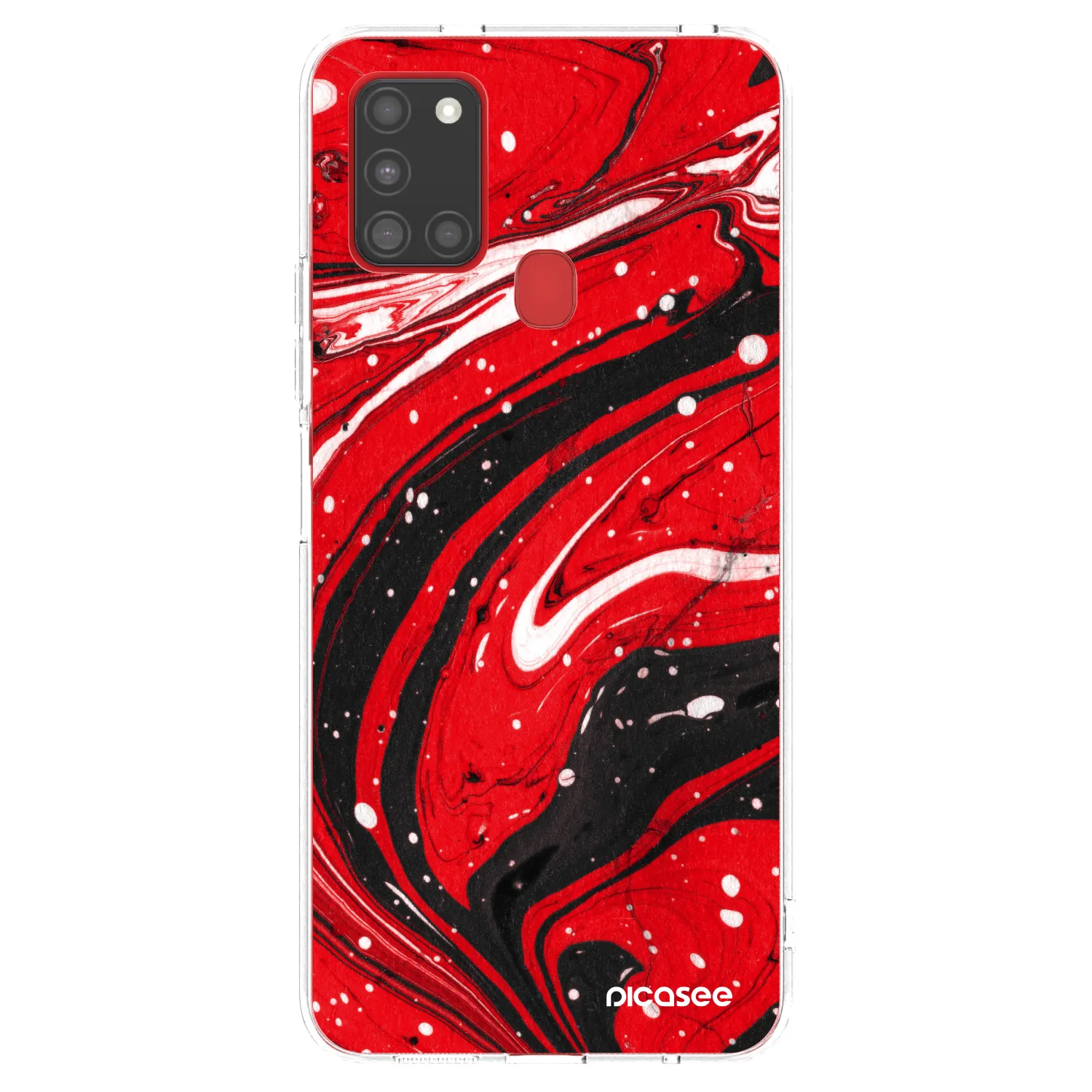 Picasee silikonový průhledný obal pro Samsung Galaxy A21s - Red black