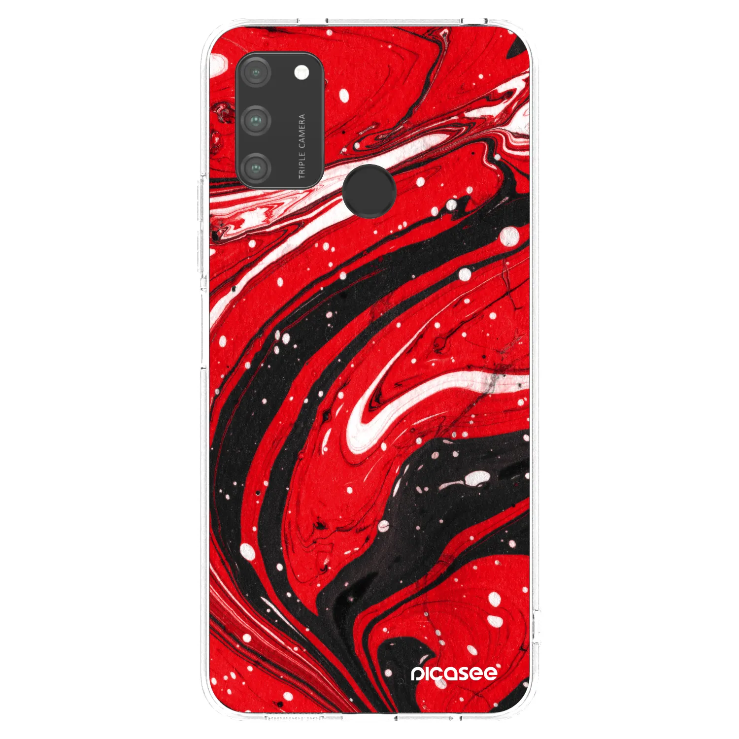 Picasee silikonový průhledný obal pro Honor 9A - Red black