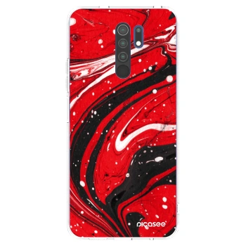 Picasee silikonový průhledný obal pro Xiaomi Redmi 9 - Red black