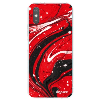 Picasee silikonový průhledný obal pro Xiaomi Redmi 9A - Red black