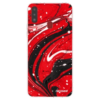 Picasee silikonový průhledný obal pro Samsung Galaxy A20s - Red black