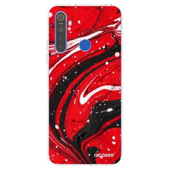 Picasee silikonový průhledný obal pro Realme 5 - Red black