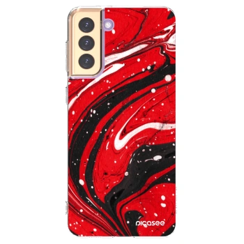 Picasee silikonový průhledný obal pro Samsung Galaxy S21+ 5G G996F - Red black