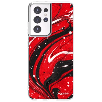Picasee silikonový průhledný obal pro Samsung Galaxy S21 Ultra 5G G998B - Red black
