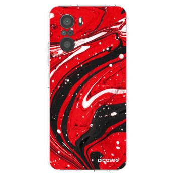 Picasee silikonový průhledný obal pro Xiaomi Poco F3 - Red black