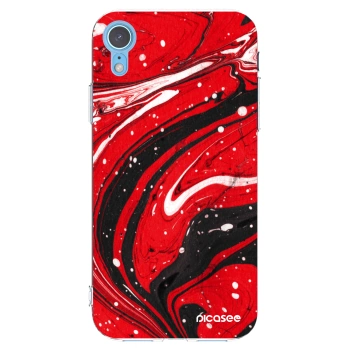 Picasee silikonový průhledný obal pro Apple iPhone XR - Red black