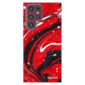 Picasee silikonový průhledný obal pro Samsung Galaxy S22 Ultra 5G - Red black