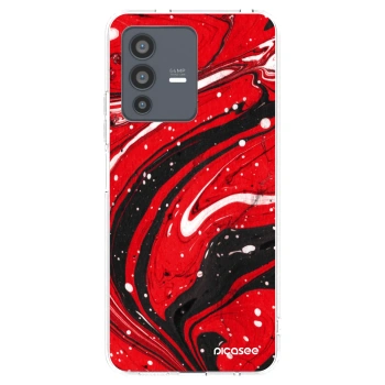 Picasee silikonový průhledný obal pro Vivo V23 5G - Red black