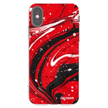 Picasee silikonový průhledný obal pro Apple iPhone X/XS - Red black