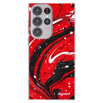 Picasee silikonový průhledný obal pro Samsung Galaxy S23 Ultra 5G - Red black