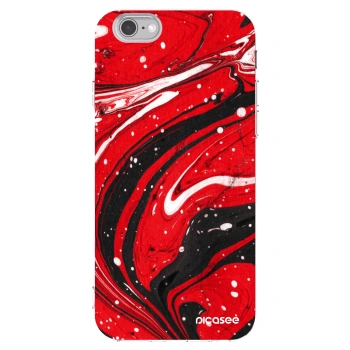 Picasee silikonový průhledný obal pro Apple iPhone 6/6S - Red black