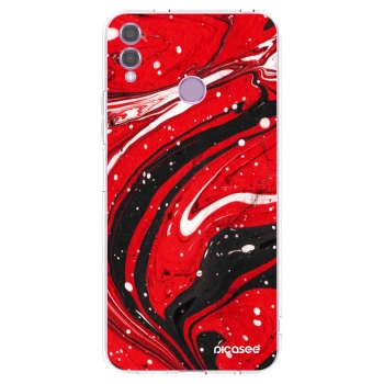 Picasee silikonový průhledný obal pro Honor 8X - Red black