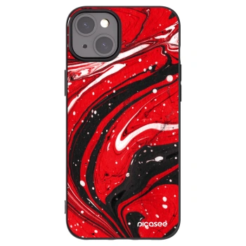 Picasee silikonový černý obal pro Apple iPhone 15 Plus - Red black