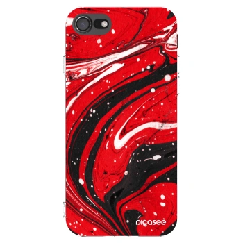 Picasee silikonový průhledný obal pro Apple iPhone 7 - Red black
