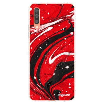 Picasee silikonový průhledný obal pro Samsung Galaxy A70 A705F - Red black