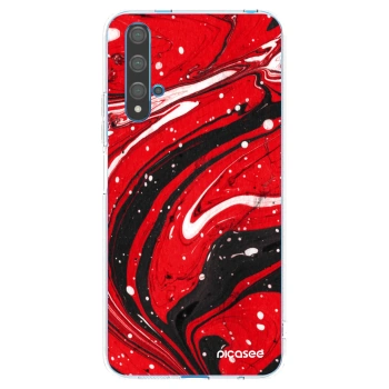 Picasee silikonový průhledný obal pro Huawei Nova 5T - Red black
