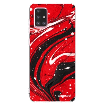 Picasee silikonový průhledný obal pro Samsung Galaxy A71 A715F - Red black