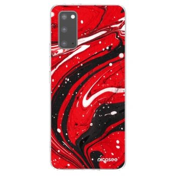 Picasee silikonový průhledný obal pro Samsung Galaxy S20 G980F - Red black