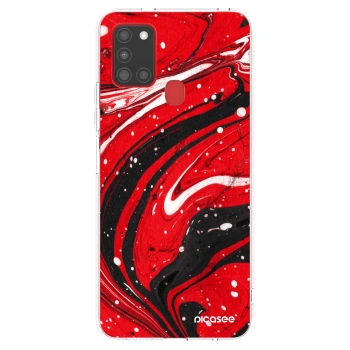 Picasee silikonový průhledný obal pro Samsung Galaxy A21s - Red black