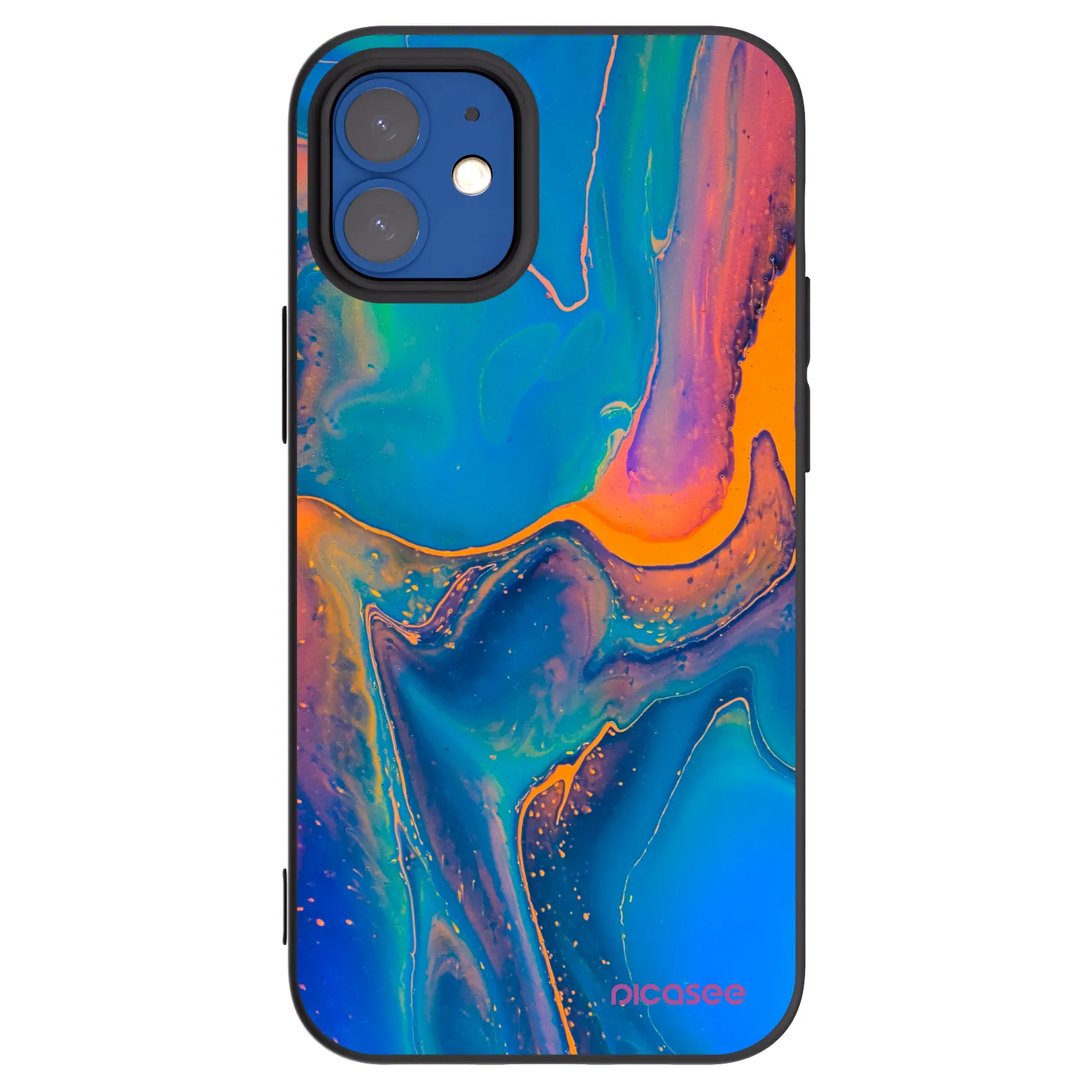 Picasee silikonový černý obal pro Apple iPhone 12 mini - Rainbow