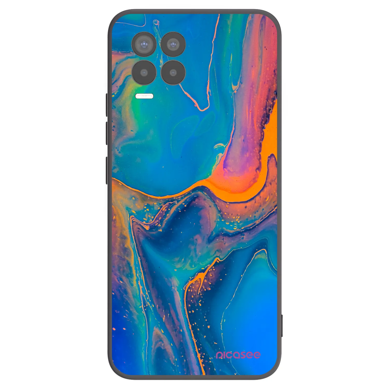 Picasee silikonový černý obal pro Realme 8 4G - Rainbow