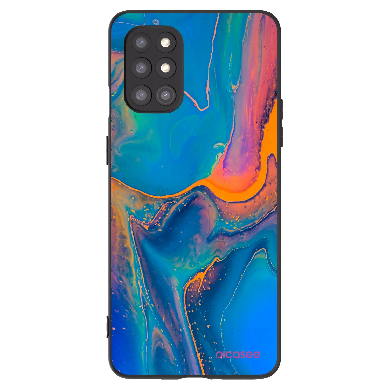 Picasee silikonový černý obal pro OnePlus 8T - Rainbow