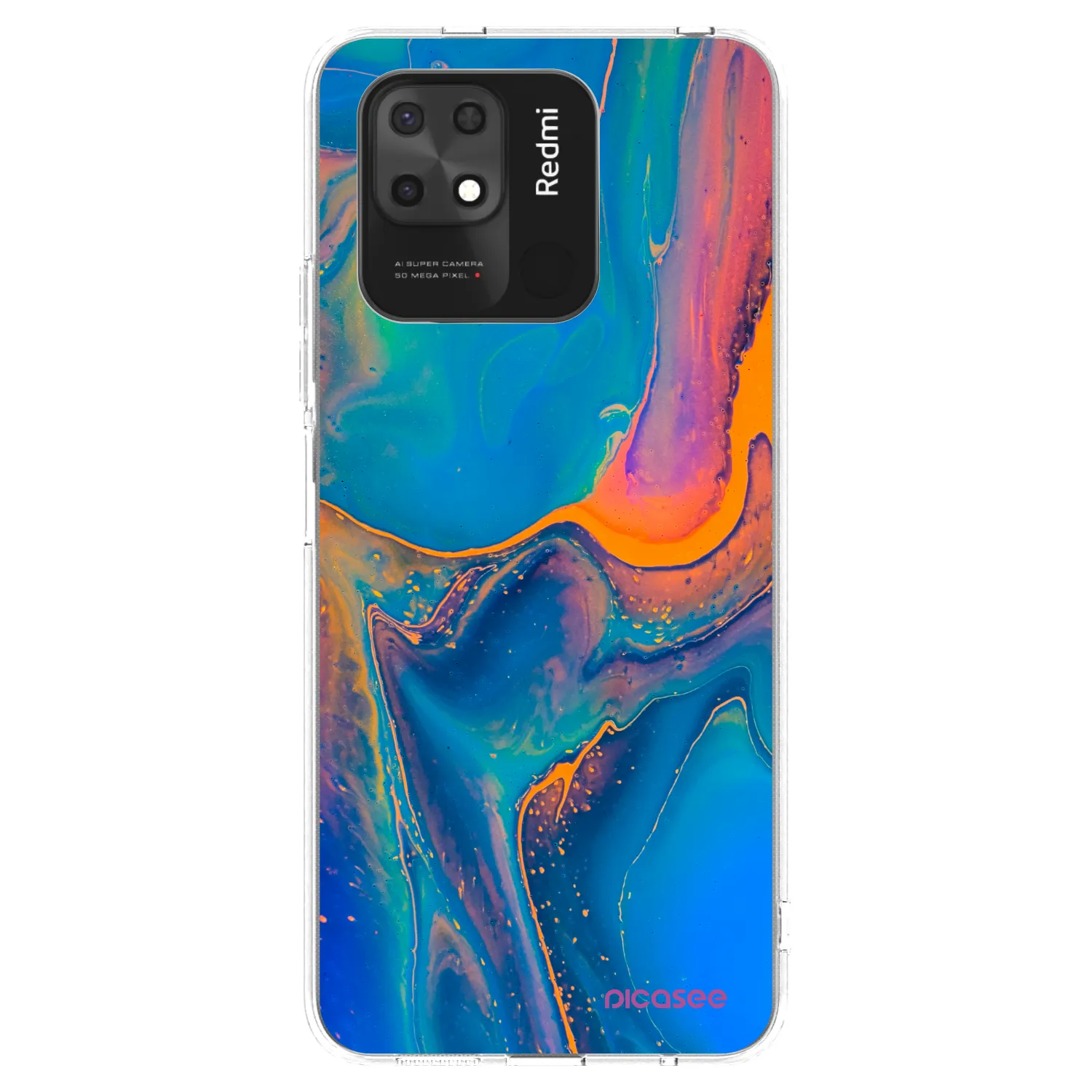 Picasee silikonový průhledný obal pro Xiaomi Redmi 10C - Rainbow