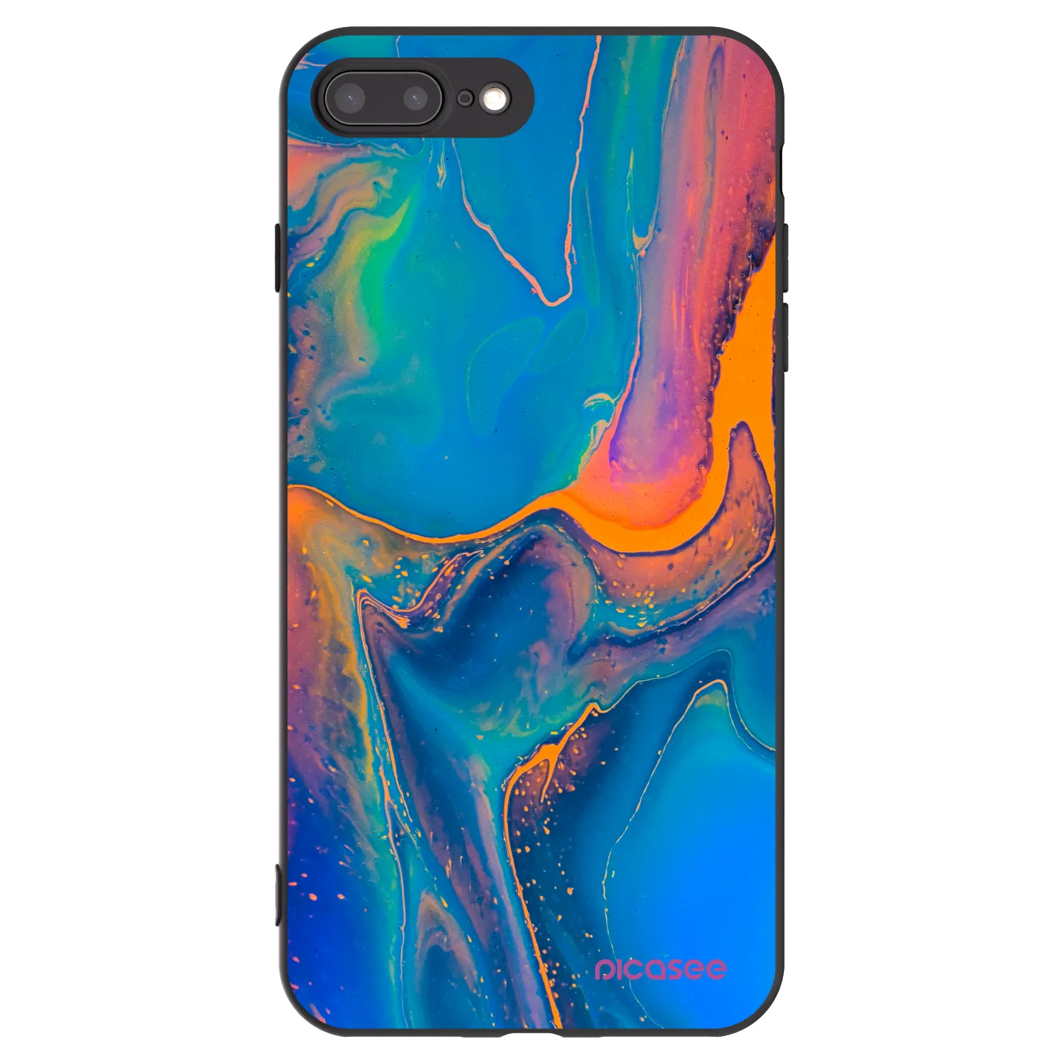 Picasee silikonový černý obal pro Apple iPhone 8 Plus - Rainbow