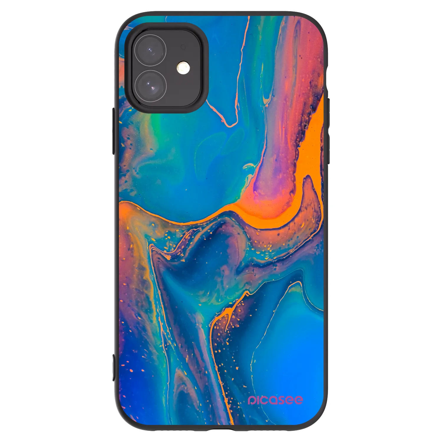 Picasee silikonový černý obal pro Apple iPhone 11 - Rainbow