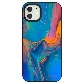 Picasee silikonový černý obal pro Apple iPhone 12 - Rainbow