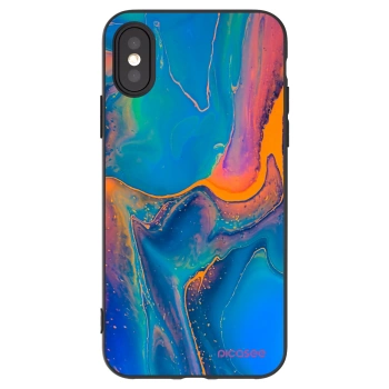 Picasee silikonový černý obal pro Apple iPhone X/XS - Rainbow
