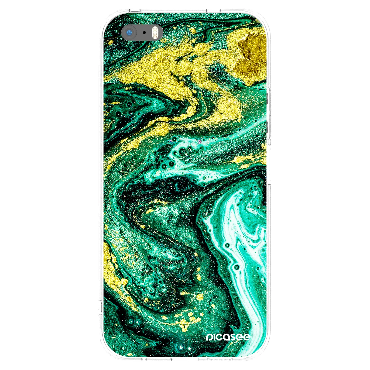Picasee silikonový průhledný obal pro Apple iPhone 5/5S/SE - Green Gold