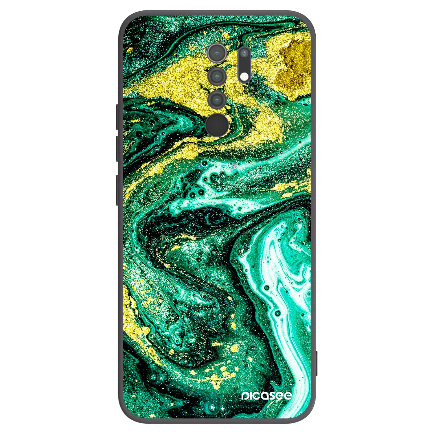 Picasee silikonový černý obal pro Xiaomi Redmi 9 - Green Gold