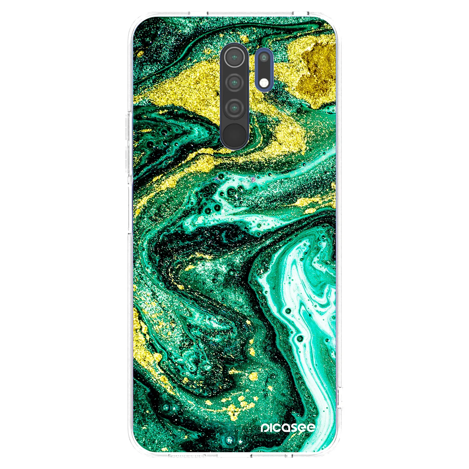 Picasee silikonový průhledný obal pro Xiaomi Redmi 9 - Green Gold